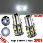 2x BA15S 50 SMD LED - BRIGHT WHITE 1156 Brake Reverse Light Bulb Globe Lamp 12V - Aimall