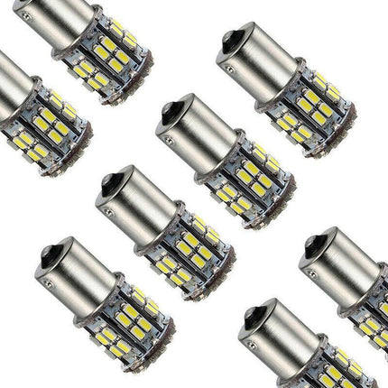 2x BA15S 50 SMD LED - BRIGHT WHITE 1156 Brake Reverse Light Bulb Globe Lamp 12V - Aimall