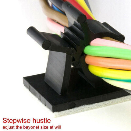 Adhesive Cord Management Cable Clips Black Wire Holder Organizer Clamp AU Stock - Aimall