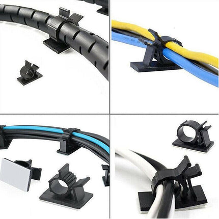 Adhesive Cord Management Cable Clips Black Wire Holder Organizer Clamp AU Stock - Aimall