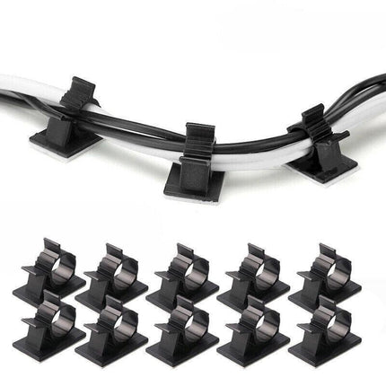 Adhesive Cord Management Cable Clips Black Wire Holder Organizer Clamp AU Stock - Aimall