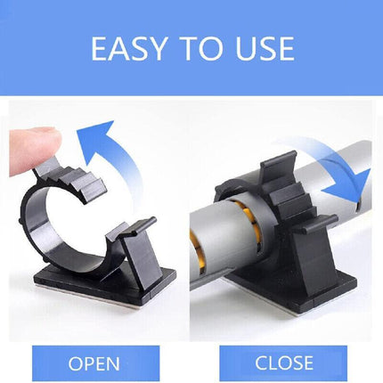 Adhesive Cord Management Cable Clips Black Wire Holder Organizer Clamp AU Stock - Aimall