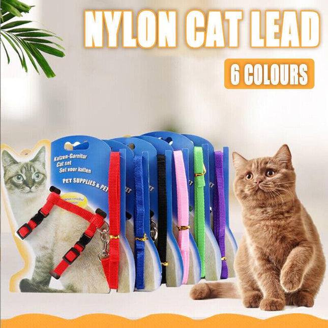 Pet Kitten Cat Walking Harness Lead Nylon Leash Safety Clip Adjustable Collar AU - Aimall