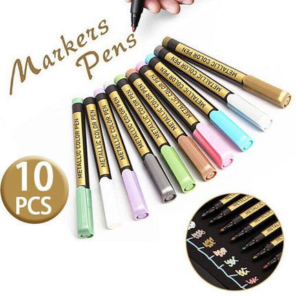 10pcs/set Acrylic Paint Pens Sets Fine Art Marker Metal Glass Rock Waterproof AU - Aimall