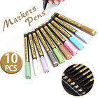 10pcs/set Acrylic Paint Pens Sets Fine Art Marker Metal Glass Rock Waterproof AU - Aimall