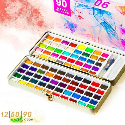 12-90 Watercolour Paint Set With Brush Painting Water Colour Art Artist Kits AU - Aimall