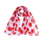 Women Ladies Poppy Print Floral Scarf Remembrance Day Poppies Scarves Wrap Shawl - Aimall
