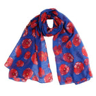Women Ladies Poppy Print Floral Scarf Remembrance Day Poppies Scarves Wrap Shawl - Aimall
