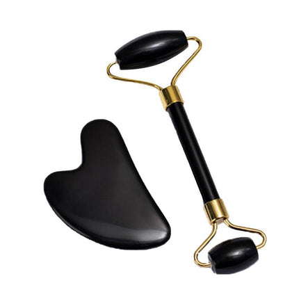 Jade Face Massage Roller Facial Massager Beauty Tool Body Eye Neck Gua Sha Board - Aimall