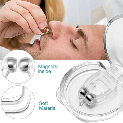 2x Anti Snore Magnetic Silicone Nose Clip Stop Snoring Apnea Aid Device Stopper - Aimall