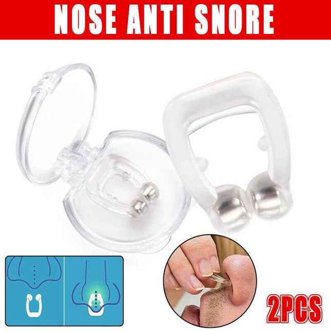 2x Anti Snore Magnetic Silicone Nose Clip Stop Snoring Apnea Aid Device Stopper - Aimall