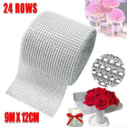 9M Diamante Diamond Ribbon Crystal Silver Rhinestone Mesh Wrap Wedding Party AU - Aimall