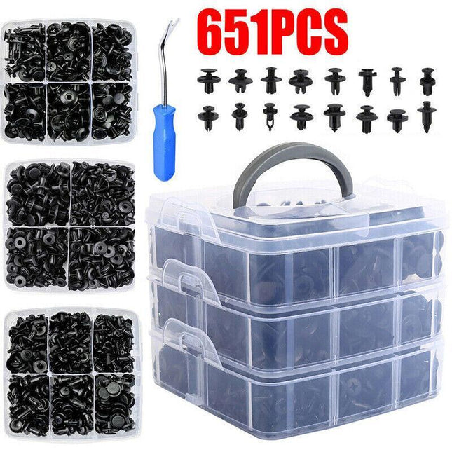 651PCS Car Trim Body Clips Kit Rivet Retainer Door Panel Bumper Plastic Fastener - Aimall