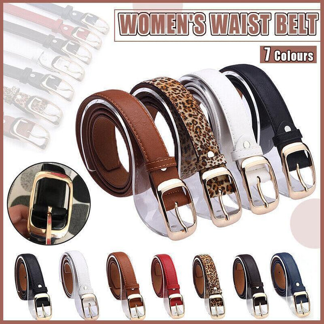 Fashion Ladies Womens Jeans Classic Buckle PU Leather Belt Waistbands Printed AU - Aimall