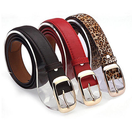 Fashion Ladies Womens Jeans Classic Buckle PU Leather Belt Waistbands Printed AU - Aimall