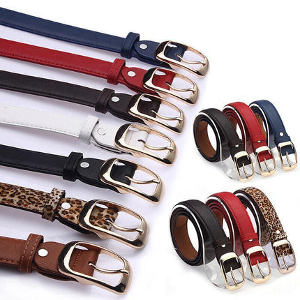 Fashion Ladies Womens Jeans Classic Buckle PU Leather Belt Waistbands Printed AU - Aimall