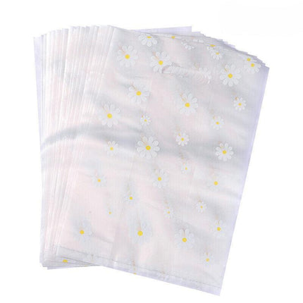 100PCS Clear Daisy Cookie Gift Bag Plastic Candy Package Bags With Handle Party - Aimall