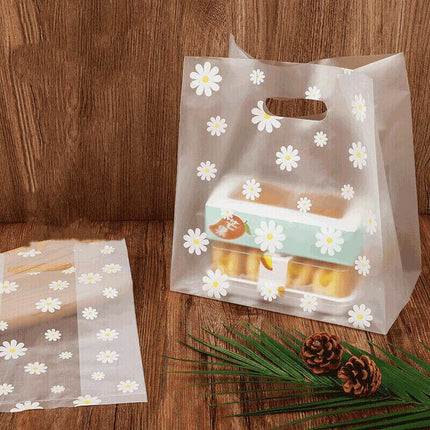 100PCS Clear Daisy Cookie Gift Bag Plastic Candy Package Bags With Handle Party - Aimall