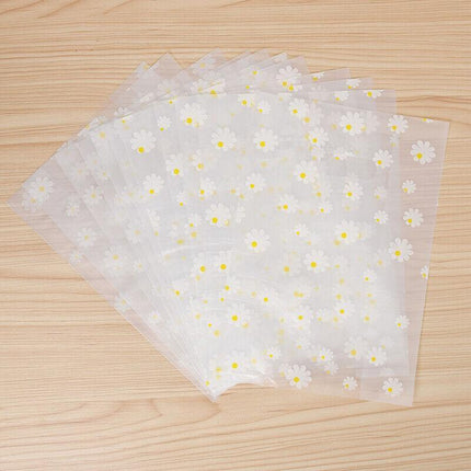 100PCS Clear Daisy Cookie Gift Bag Plastic Candy Package Bags With Handle Party - Aimall