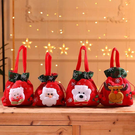 Christmas Candy Treat Bags Gift Wrapping Bag Xmas Party Drawstring Decor Bags AU - Aimall