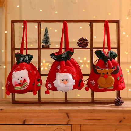 Christmas Candy Treat Bags Gift Wrapping Bag Xmas Party Drawstring Decor Bags AU - Aimall