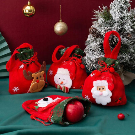 Christmas Candy Treat Bags Gift Wrapping Bag Xmas Party Drawstring Decor Bags AU - Aimall