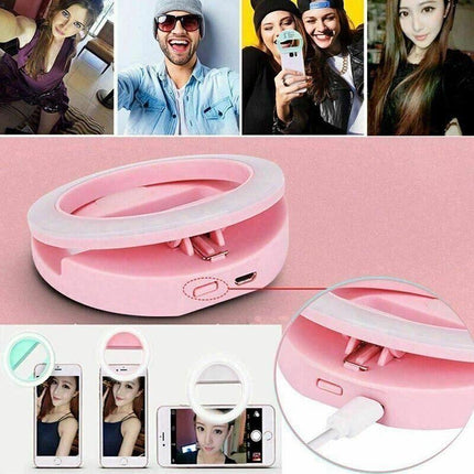 3 Modes Selfie LED Ring Fill Light Camera Rechargeable for iPhone Android Phone - Aimall