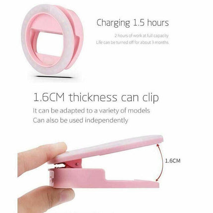 3 Modes Selfie LED Ring Fill Light Camera Rechargeable for iPhone Android Phone - Aimall