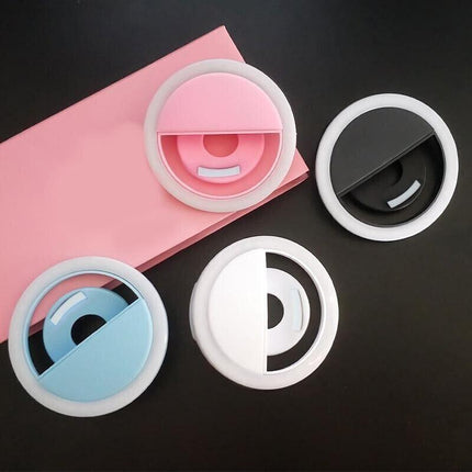 3 Modes Selfie LED Ring Fill Light Camera Rechargeable for iPhone Android Phone - Aimall