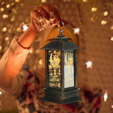 Ramadan Lantern Lamp Eid Mubarak LED Light Muslim Ornament Party Hanging Decor - Aimall