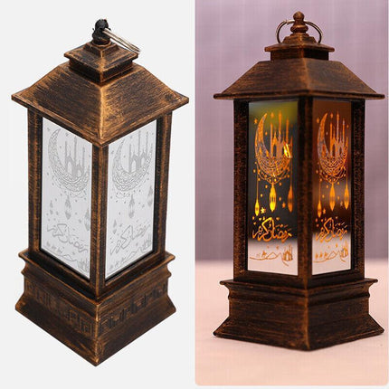 Ramadan Lantern Lamp Eid Mubarak LED Light Muslim Ornament Party Hanging Decor - Aimall