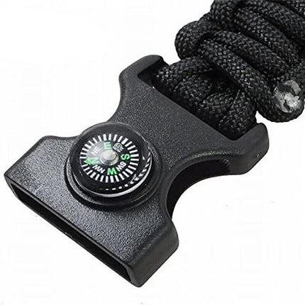 Flint Fire Starter 5in1 Survival Paracord Bracelet Whistle Compass Gear Tool Kit - Aimall