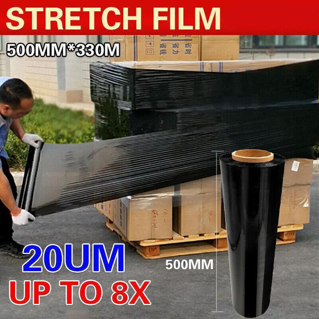 Stretch Film Black Hand Use 500mm x 330m 20UM Pallet Shrink Wrap 1 / 2 / 4 / 8 - Aimall