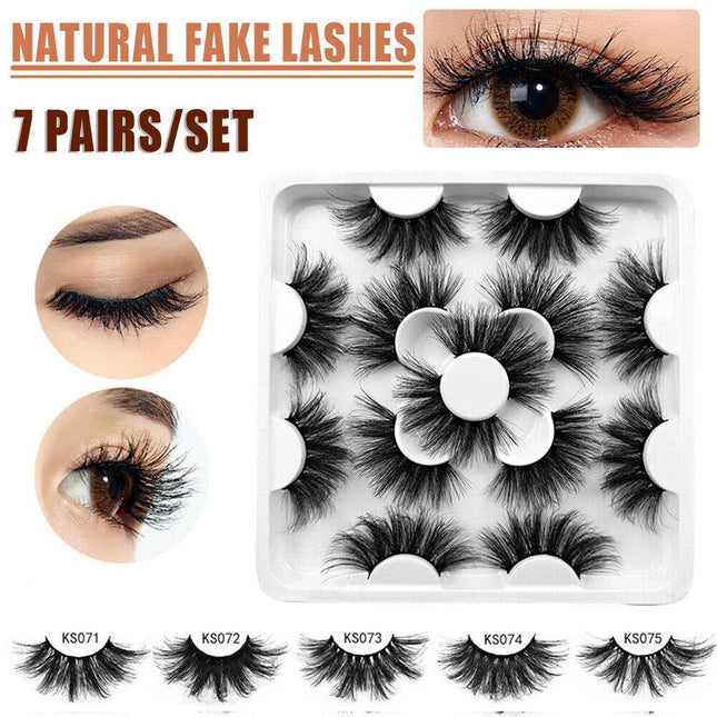 7 Pairs/set Natural Fake Lashes Set 3D Mixed Layered Long Soft False Eyelashes - Aimall