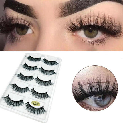 5 Pairs 3D Natural Thick False Fake Eyelashes Eye Lashes Mink Makeup Extension - Aimall