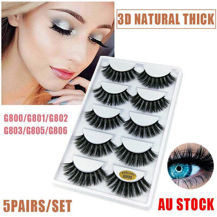 5 Pairs 3D Natural Thick False Fake Eyelashes Eye Lashes Mink Makeup Extension - Aimall