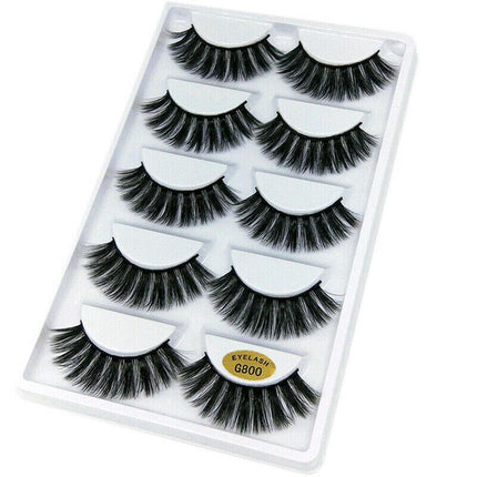 5 Pairs 3D Natural Thick False Fake Eyelashes Eye Lashes Mink Makeup Extension - Aimall