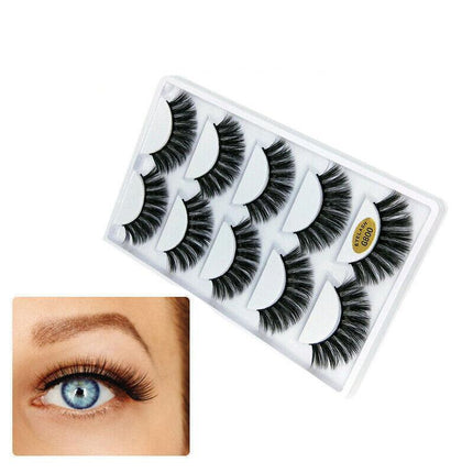 5 Pairs 3D Natural Thick False Fake Eyelashes Eye Lashes Mink Makeup Extension - Aimall