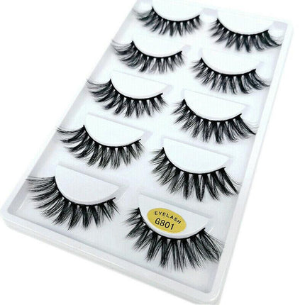 5 Pairs 3D Natural Thick False Fake Eyelashes Eye Lashes Mink Makeup Extension - Aimall