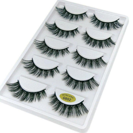 5 Pairs 3D Natural Thick False Fake Eyelashes Eye Lashes Mink Makeup Extension - Aimall