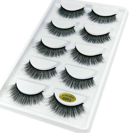 5 Pairs 3D Natural Thick False Fake Eyelashes Eye Lashes Mink Makeup Extension - Aimall