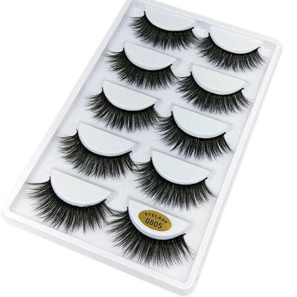 5 Pairs 3D Natural Thick False Fake Eyelashes Eye Lashes Mink Makeup Extension - Aimall