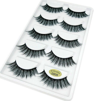 5 Pairs 3D Natural Thick False Fake Eyelashes Eye Lashes Mink Makeup Extension - Aimall