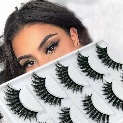 5 Pairs 3D Natural Thick False Fake Eyelashes Eye Lashes Mink Makeup Extension - Aimall