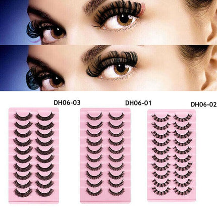 10Pairs Russian Style Strip Lashes D Curl Mink False Eyelashes Full Curled AU - Aimall