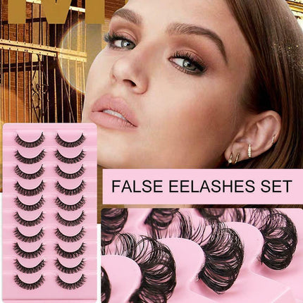 10Pairs Russian Style Strip Lashes D Curl Mink False Eyelashes Full Curled AU - Aimall