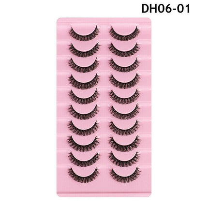 10Pairs Russian Style Strip Lashes D Curl Mink False Eyelashes Full Curled AU - Aimall