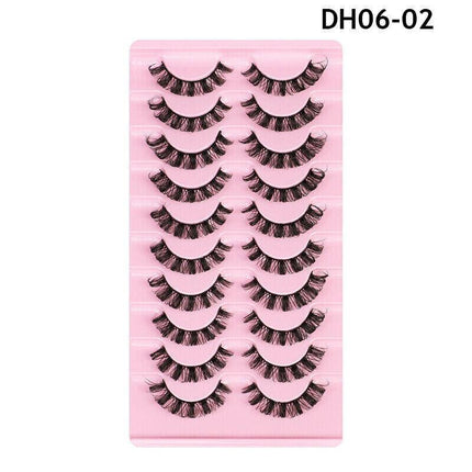 10Pairs Russian Style Strip Lashes D Curl Mink False Eyelashes Full Curled AU - Aimall