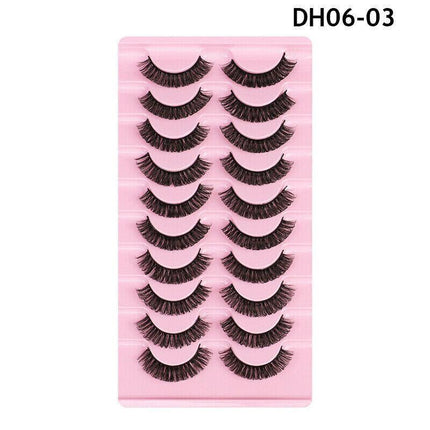 10Pairs Russian Style Strip Lashes D Curl Mink False Eyelashes Full Curled AU - Aimall