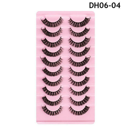 10Pairs Russian Style Strip Lashes D Curl Mink False Eyelashes Full Curled AU - Aimall